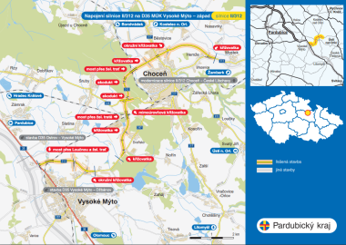 Informace na krajském webu o přípravě stavby napojení silnice II/312 na D35 MÚK Vysoké Mýto – západ